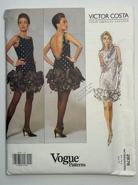 Vintage Vogue 2876 Victor Costa Designer Sewing Pattern Cocktail Dress 6 8 10